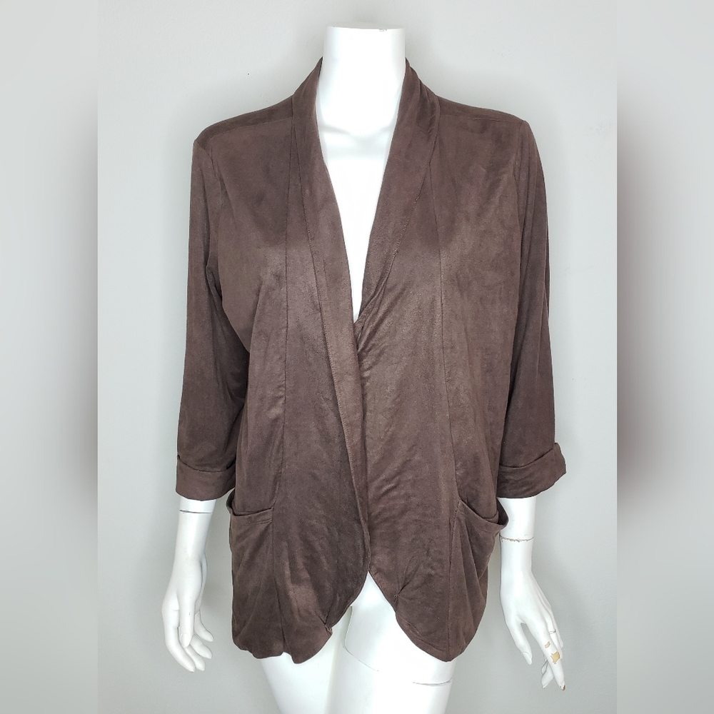 Sabrina Lauren Brown Draped Suade Jacket